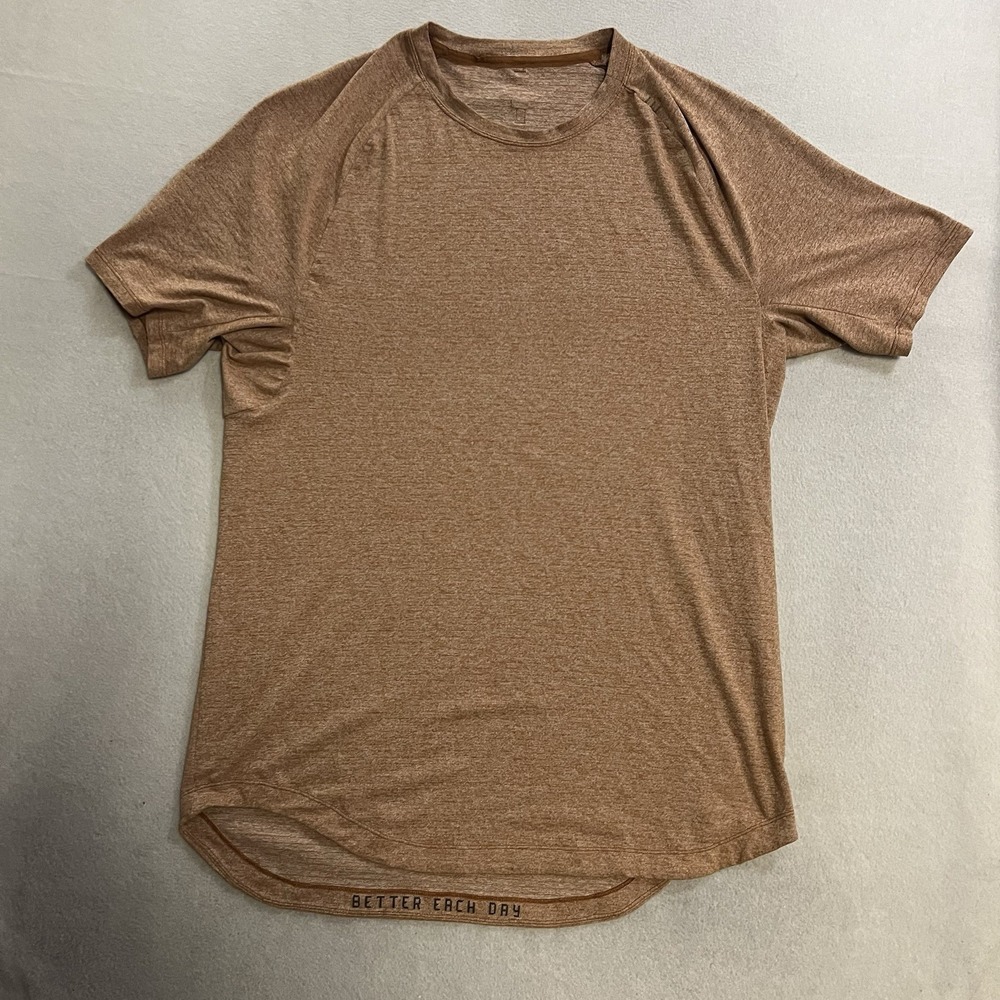 Lululemon Drysense Shirt Men's Large Orange Short Sleeve Athletic Performance